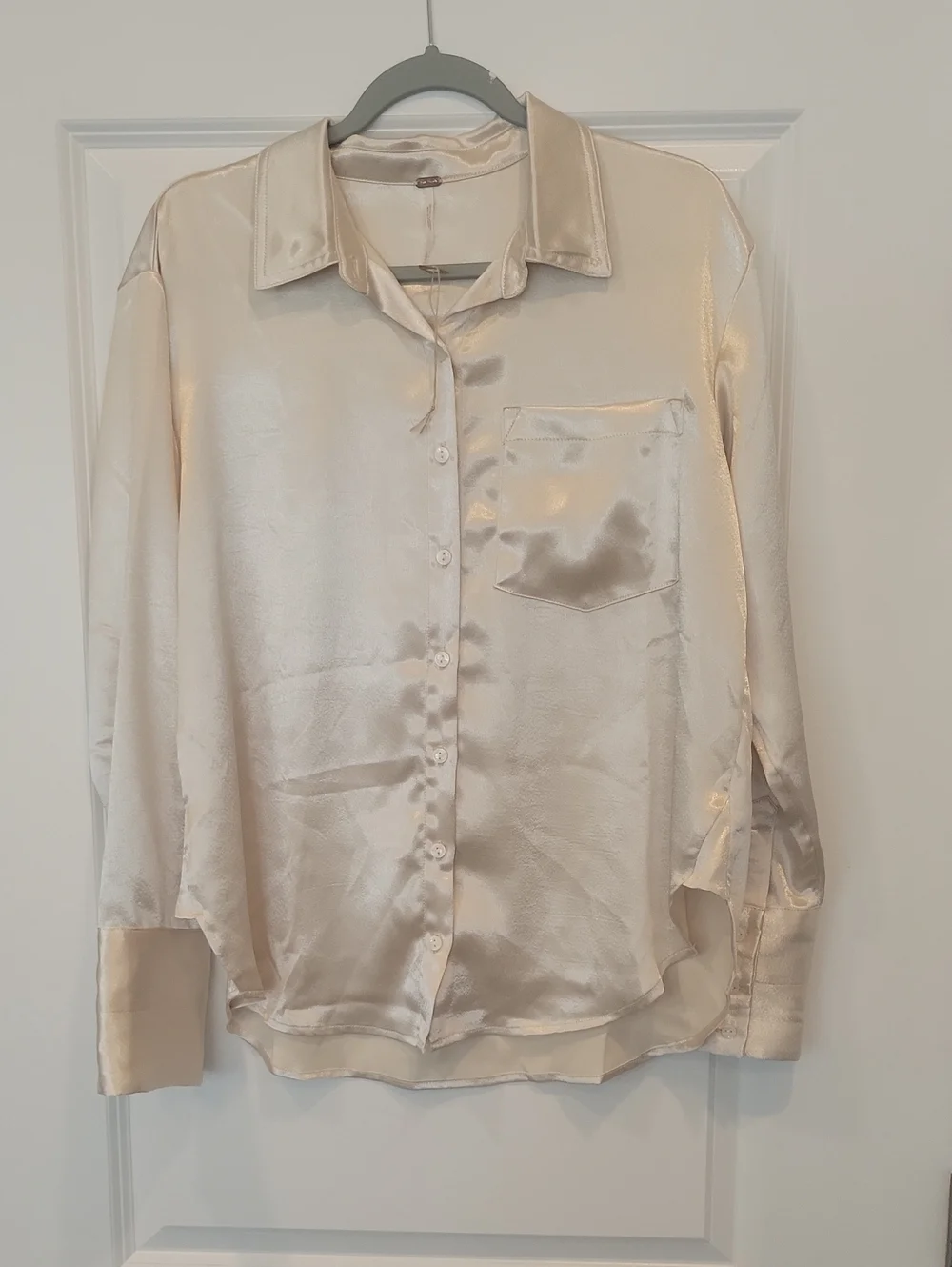 Free People Shooting For The Moon Button Down Shirt Tea Champagne Small